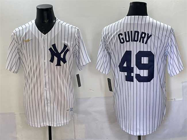 Men%27s New York Yankees #49 Ron Guidry White Cool Base Stitched Jersey->oakland athletics->MLB Jersey