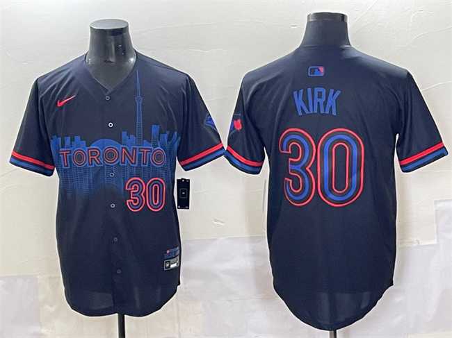Mens Toronto Blue Jays #30 Alejandro Kirk Navy 2024 City Connect Limited Stitched Jersey->toronto blue jays->MLB Jersey