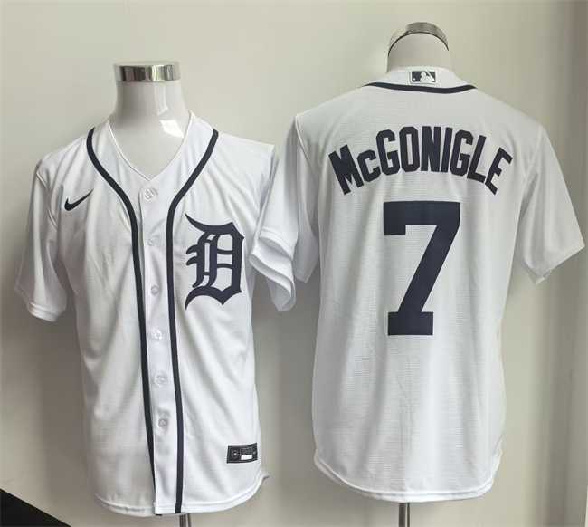 Mens Detroit Tigers #7 Kevin McGonigle White Cool Base Stitched Jersey->detroit tigers->MLB Jersey