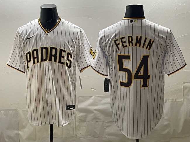 Mens San Diego Padres #54 Freddy Fermin White Cool Base Stitched Jersey->san diego padres->MLB Jersey