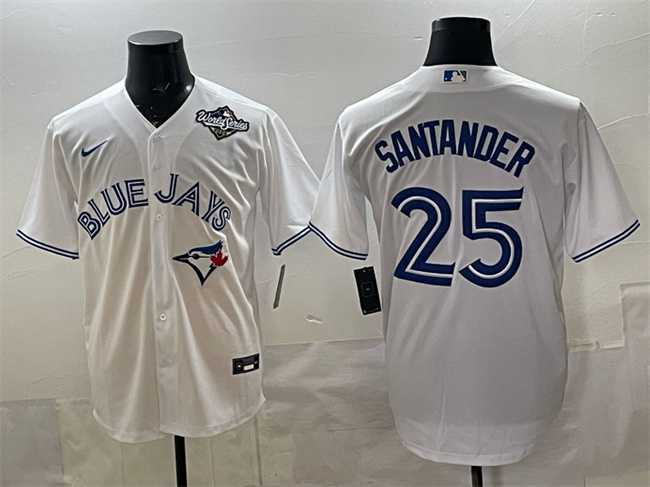 Mens Toronto Blue Jays #25 Anthony Santander White 2025 World Series Home Cool Base Stitched Jersey->toronto blue jays->MLB Jersey