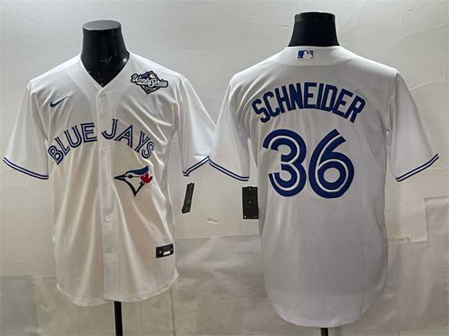 Mens Toronto Blue Jays #36 Davis Schneider White 2025 World Series Home Cool Base Stitched Jersey->toronto blue jays->MLB Jersey