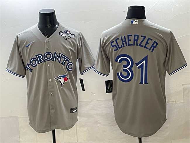 Mens Toronto Blue Jays #31 Max Scherzer Gray 2025 World Series Cool Base Stitched Jersey->toronto blue jays->MLB Jersey