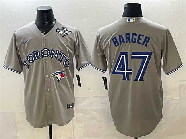 Mens Toronto Blue Jays #47 Addison Barger Gray 2025 World Series Cool Base Stitched Jersey->toronto blue jays->MLB Jersey