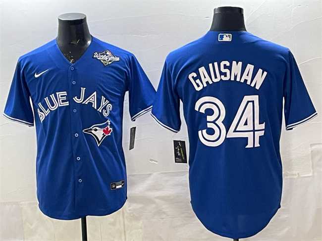 Mens Toronto Blue Jays #34 Kevin Gausman Royal 2025 World Series Cool Base Stitched Jersey->toronto blue jays->MLB Jersey
