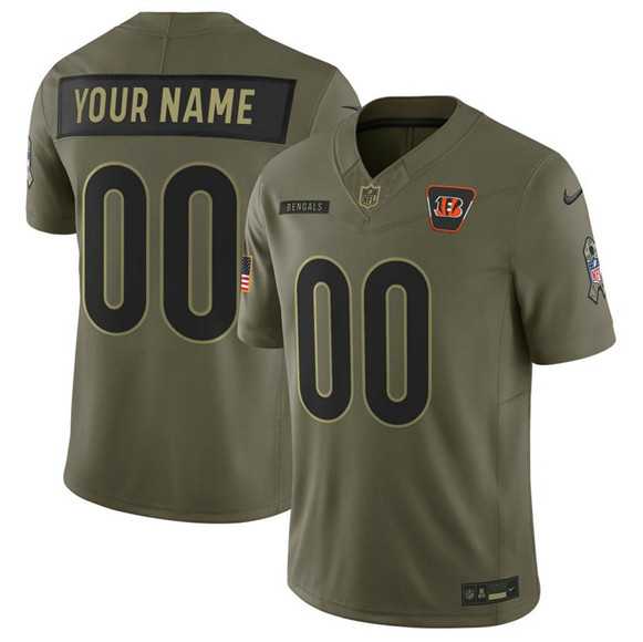 Mens Cincinnati Bengals Active Player Custom Olive 2025 F.U.S.E. Salute to Service Limited Stitched Jersey->customized nfl jersey->Custom Jersey