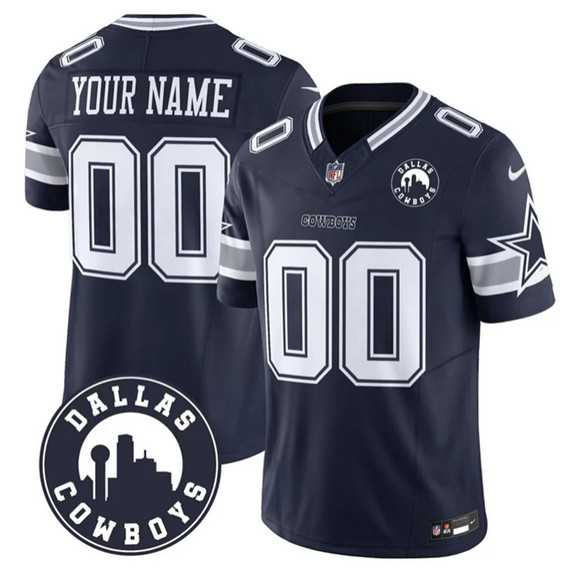 Mens Dallas Cowboys Active Player Custom Navy 2025 F.U.S.E Dallas City Patch Vapor Untouchable Limited Stitched Game Jersey->customized nfl jersey->Custom Jersey
