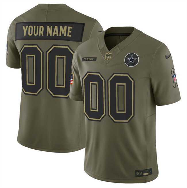 Mens Dallas Cowboys Active Player Custom Olive 2025 F.U.S.E. Salute to Service Limited Stitched Jersey->customized nfl jersey->Custom Jersey