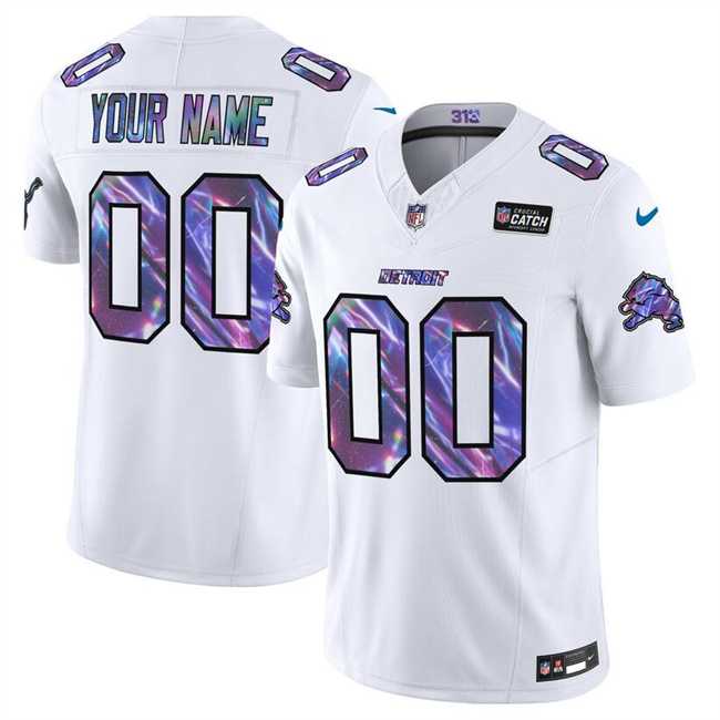 Mens Detroit Lions Active Player Custom White 2025 Crucial Catch F.U.S.E. Vapor Limited Stitched Jersey->customized nfl jersey->Custom Jersey