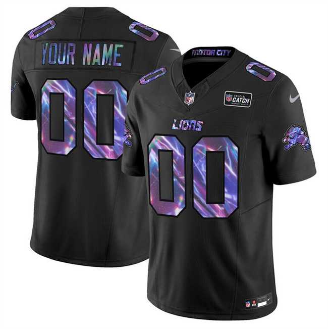 Mens Detroit Lions Active Player Custom Black 2025 Crucial Catch F.U.S.E. Vapor Limited Stitched Jersey->customized nfl jersey->Custom Jersey