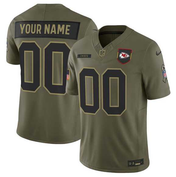 Mens Kansas City Chiefs Active Player Custom Olive 2025 F.U.S.E. Salute to Service Limited Stitched Jersey->customized nfl jersey->Custom Jersey