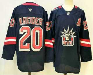 Mens New York Rangers #20 Chris Kreider Navy Reverse Retro Authentic Jersey->new york rangers->NHL Jersey