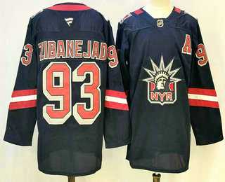 Mens New York Rangers #93 Mika Zibanejad Navy Reverse Retro Authentic Jersey->new york rangers->NHL Jersey