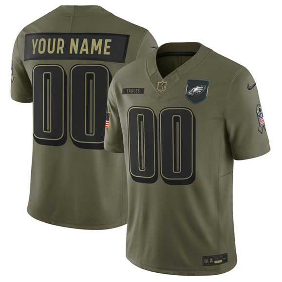 Mens Philadelphia Eagles Active Player Custom Olive 2025 Salute to Service Limited Stitched Jersey->customized nfl jersey->Custom Jersey