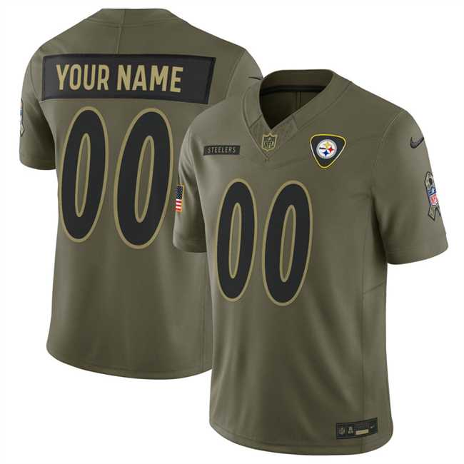 Mens Pittsburgh Steelers Active Player Custom Olive 2025 F.U.S.E. Salute to Service Limited Stitched Jersey->customized nfl jersey->Custom Jersey
