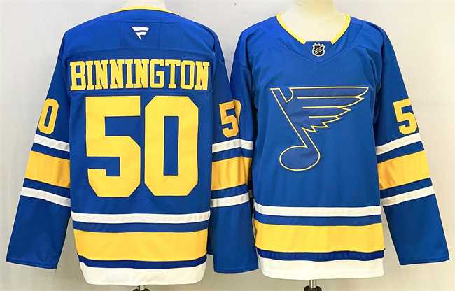 Mens St. Louis Blues #50 Jordan Binnington Blue 2025 Stitched Hockey Jersey->st.louis blues->NHL Jersey