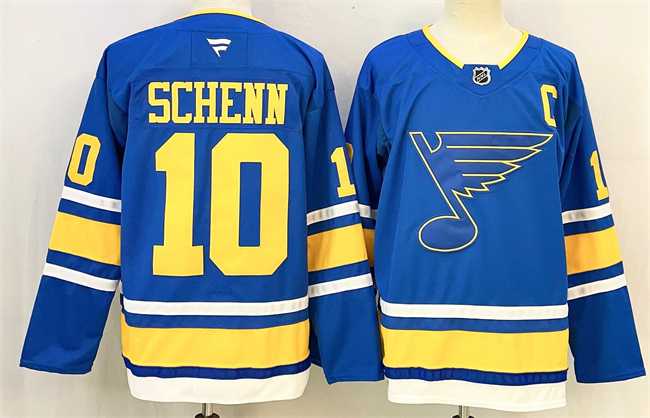Mens St. Louis Blues #10 Brayden Schenn Blue 2025 With C Patch Stitched Hockey Jersey->st.louis blues->NHL Jersey