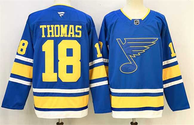 Mens St. Louis Blues #18 Robert Thomas Blue 2025 Stitched Hockey Jersey->st.louis blues->NHL Jersey