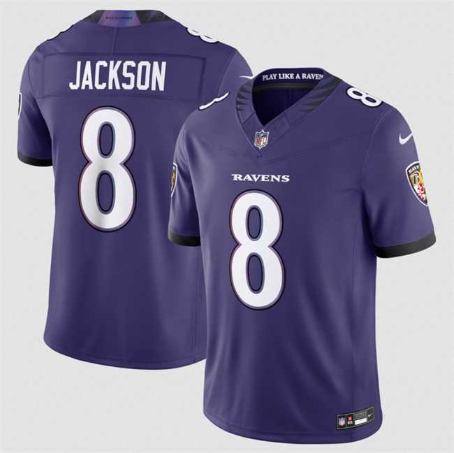 Mens Baltimore Ravens #8 Lamar Jackson Purple 2026 F.U.S.E Vapor Stitched Limited Jersey Dzhi->baltimore ravens->NFL Jersey