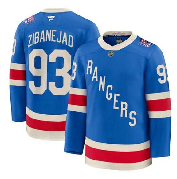 Men%27s New York Rangers #93 Mika Zibanejad Blue Centennial Stitched Hockey Jersey Dzhi->new york rangers->NHL Jersey