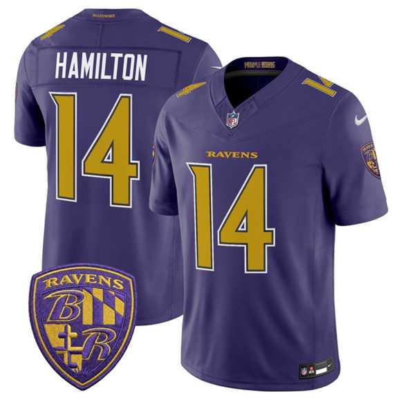 Mens Baltimore Ravens #14 Kyle Hamilton Purple 2026 F.U.S.E. Alternate Vapor Limited Stitched Jersey Dzhi->baltimore ravens->NFL Jersey