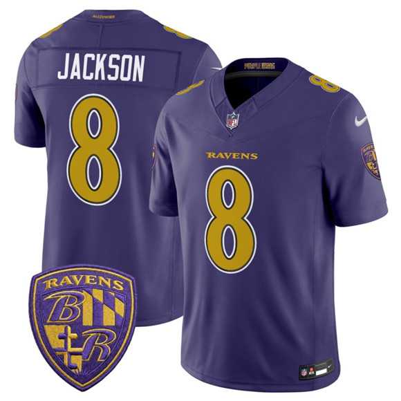 Mens Baltimore Ravens #8 Lamar Jackson Purple 2026 F.U.S.E. Alternate Vapor Limited Stitched Jersey Dzhi->baltimore ravens->NFL Jersey