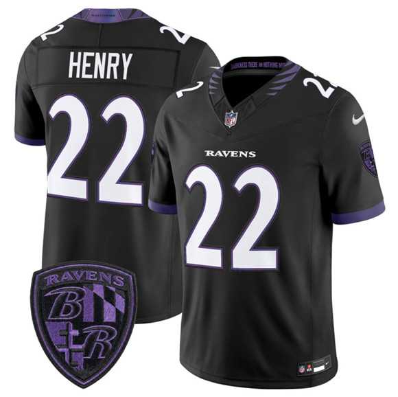 Mens Baltimore Ravens #22 Derrick Henry Black 2026 F.U.S.E. Alternate Vapor Limited Stitched Jersey Dzhi->baltimore ravens->NFL Jersey
