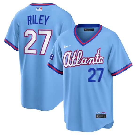 Mens Atlanta Braves #27 Austin Riley Powder Blue 2026 City Connect Stadium Stitched Jersey Dzhi->atlanta braves->MLB Jersey