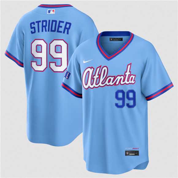 Mens Atlanta Braves #99 Spencer Strider Powder Blue 2026 City Connect Stadium Stitched Jersey Dzhi->atlanta braves->MLB Jersey