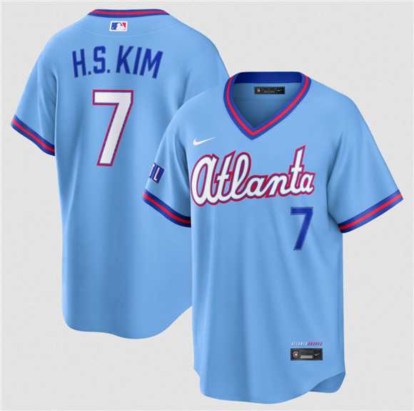 Mens Atlanta Braves #7 Ha-Seong Kim Powder Blue 2026 City Connect Stadium Stitched Jersey Dzhi->atlanta braves->MLB Jersey