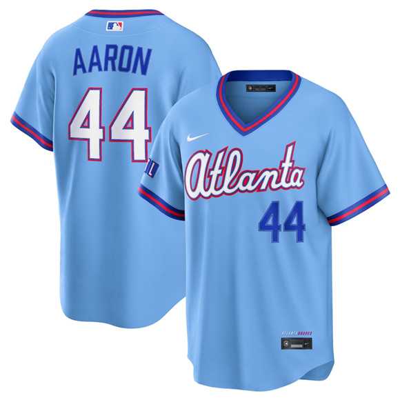 Mens Atlanta Braves #44 Hank Aaron Powder Blue 2026 City Connect Stadium Stitched Jersey Dzhi->atlanta braves->MLB Jersey