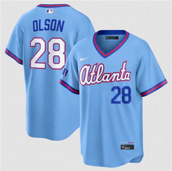 Mens Atlanta Braves #28 Matt Olson Powder Blue 2026 City Connect Stadium Stitched Jersey Dzhi->atlanta braves->MLB Jersey