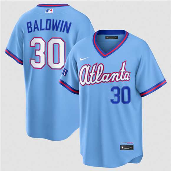 Mens Atlanta Braves #30 Drake Baldwin Powder Blue 2026 City Connect Stadium Stitched Jersey Dzhi->atlanta braves->MLB Jersey