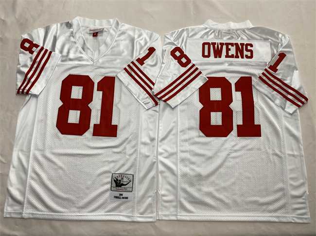 Mens New York Giants #81 Terrell Owens White Throwback Football Stitched Jersey->nfl m&n throwback->NFL Jersey
