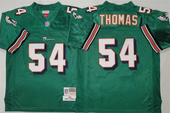 Mens Miami Dolphins #54 Zach Thomas Aqua Throwback Stitched Football Jersey->nfl m&n throwback->NFL Jersey