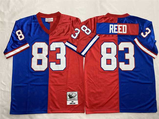 Mens Buffalo Bills #83 Andre Reed Blue Red Splite Throwback Stitched Jersey->nfl m&n throwback->NFL Jersey