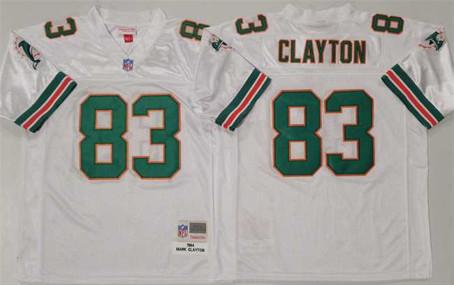 Mens Miami Dolphins #83 Mark Clayton White Throwback Stitched Football Jersey->nfl m&n throwback->NFL Jersey