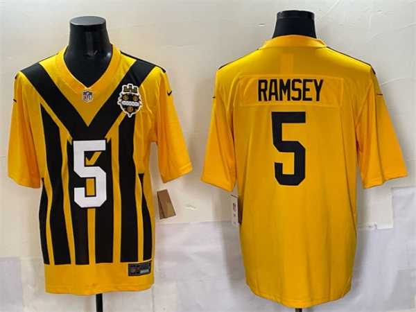 Men%27s Pittsburgh Steelers #5 Jalen Ramsey Gold 1933 Throwback Alternate Stitched Game Jersey->pittsburgh steelers->NFL Jersey