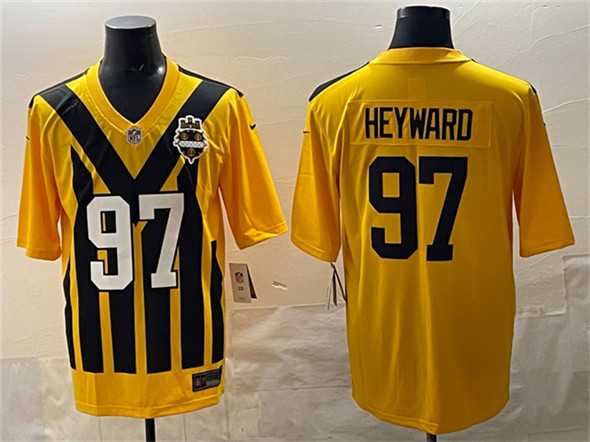 Men%27s Pittsburgh Steelers #97 Cameron Heyward Gold 1933 Throwback Alternate Stitched Game Jersey->customized mlb jersey->Custom Jersey