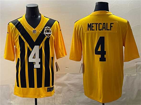 Men%27s Pittsburgh Steelers #4 DK Metcalf Gold 1933 Throwback Alternate Stitched Game Jersey->pittsburgh steelers->NFL Jersey