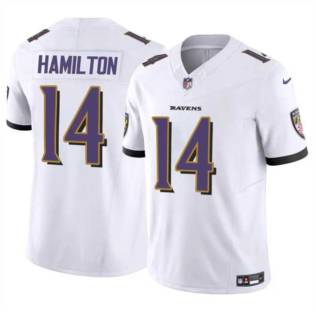 Mens Baltimore Ravens #14 Kyle Hamilton White 2025 F.U.S.E. Vapor Limited Jersey Dzhi->baltimore ravens->NFL Jersey