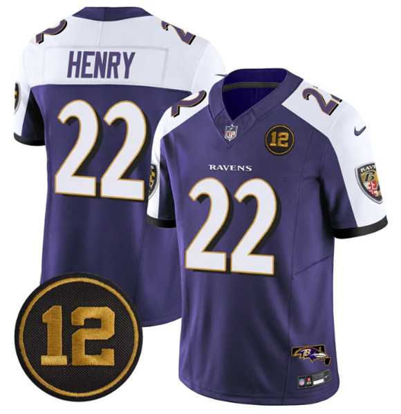 Mens Baltimore Ravens #22 Derrick Henry Purple Alternate 2025 F.U.S.E Jacoby Jones Patch Vapor Limited Jersey Dzhi->baltimore ravens->NFL Jersey