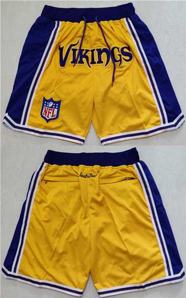 Mens Minnesota Vikings Yellow Just Don Swingman Throwback Shorts (Run Small)->minnesota vikings->NFL Jersey