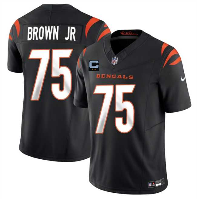 Mens Cincinnati Bengals #75 Orlando Brown Jr Black 2025 F.U.S.E. With 2-Star C Patch Vapor Untouchable Limited Stitched Jersey Dzhi->cincinnati bengals->NFL Jersey