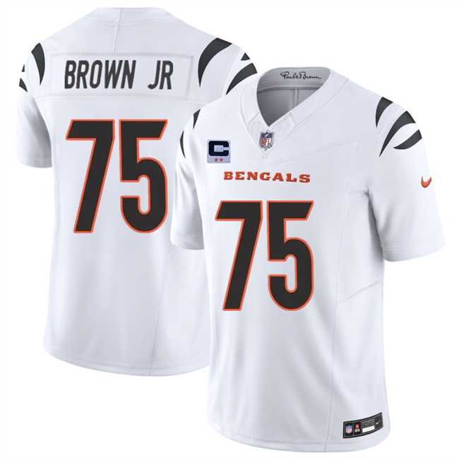Mens Cincinnati Bengals #75 Orlando Brown Jr White 2025 F.U.S.E. With 2-Star C Patch Vapor Untouchable Limited Stitched Jersey Dzhi->cincinnati bengals->NFL Jersey