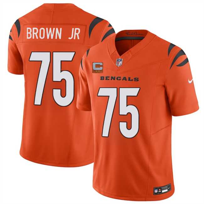 Mens Cincinnati Bengals #75 Orlando Brown Jr Orange 2025 F.U.S.E. With 2-Star C Patch Vapor Untouchable Limited Stitched Jersey Dzhi->cincinnati bengals->NFL Jersey