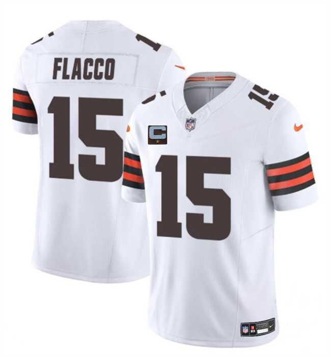 Men%27s Cleveland Browns #15 Joe Flacco White 2025 F.U.S.E. With 1-Star C Patch Vapor Limited Stitched Jersey Dzhi->cleveland browns->NFL Jersey