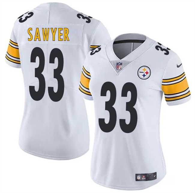 Women%27s Pittsburgh Steelers #33 Jack Sawyer White 2025 Draft Vapor Untouchable Limited Stitched Jersey Dzhi->cleveland browns->NFL Jersey