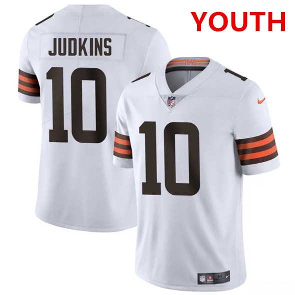 Youth Cleveland Browns #10 Quinshon Judkins White 2025 Vapor Limited Stitched Jersey Dzhi->cleveland browns->NFL Jersey