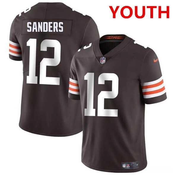 Youth Cleveland Browns #12 Shedeur Sanders Brown 2025 Vapor Limited Stitched Jersey Dzhi->cleveland browns->NFL Jersey